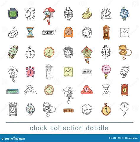 Set Of Clocks And Watches Hand Drawn Vector Illustration Stock Vector