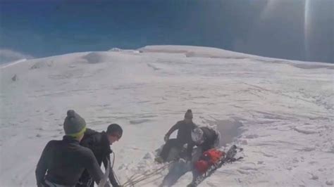 French Skiers Helmet Camera Captures Dramatic Fall Into Glacial Crevasse