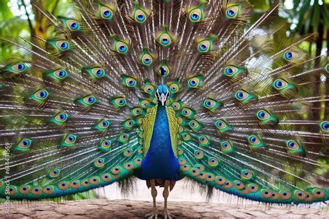 Peacock spreading its feather (Ai generated) Stock Illustration | Adobe ...