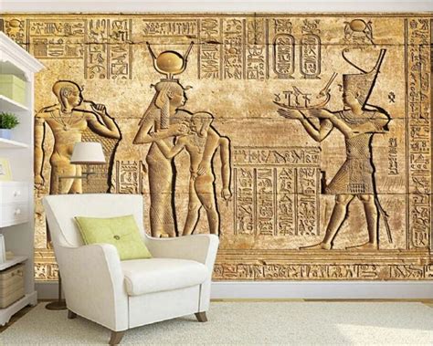 Custom Silk Material Costom Wallpaper Hd Egyptian Reliefs Mural