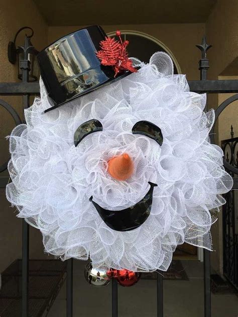 Diy Mesh Snowman Wreath Instructions Christmas Wreath Craft Ideas 8a4