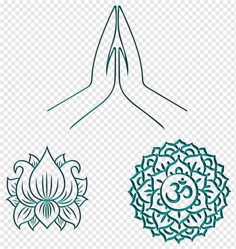 Lotus Flower Yoga Logo Namaste Om Sign Zen Line Art Spiritual