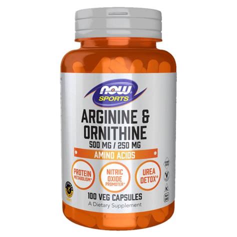 Arginina 500mg Ornitina 250mg 100 Capsulas Now Foods Arginine 500