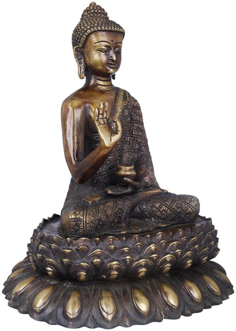 Vitarka Mudra Buddha Upon A Luxuriant Lotus Pedestal