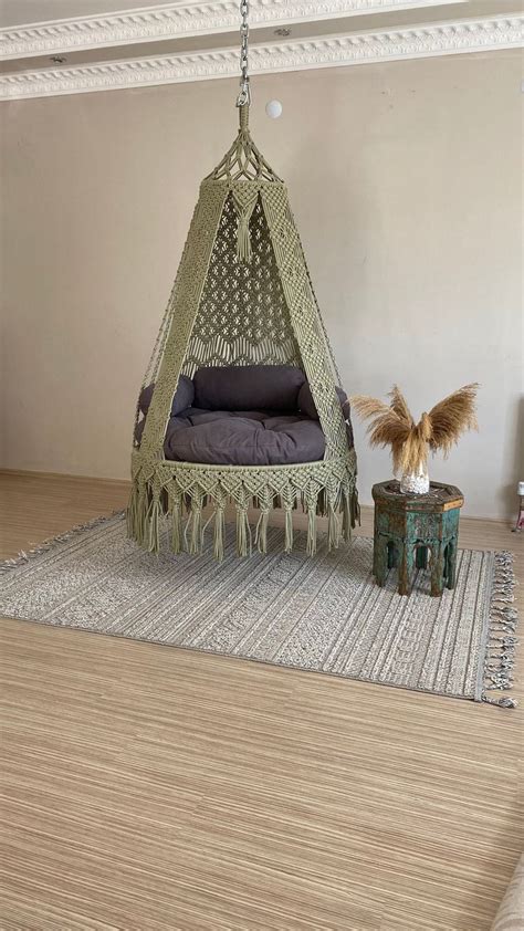 Large Macrame Swing Hanging Chair Hängesessel Swing Chair Hanging