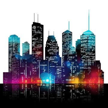 Vivid City Buildings At Night City Neon Night PNG Transparent Image