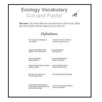 Ecology Vocabulary Words By Dr Dave S Science Teachers Pay Teachers