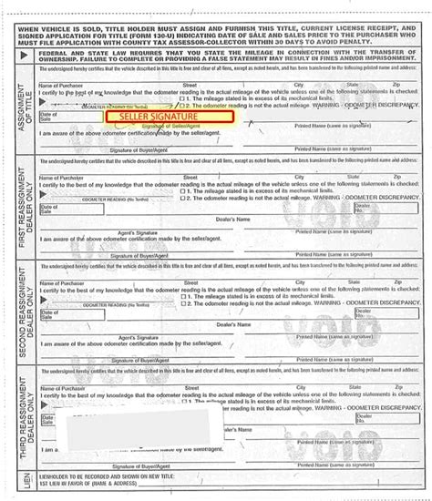 Texas Vehicle Title Transfer Form Printable