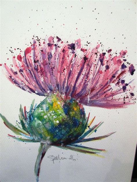 Scottish Thistle An Original Watercolour By Littlemrsartist Watercolor