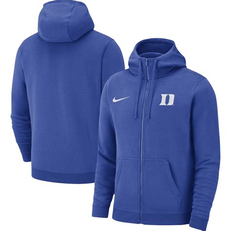 Mens Nike Royal Duke Blue Devils Club Full Zip Hoodie