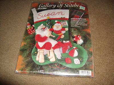 Bucilla SANTAS WORKSHOP Felt Applique Stocking Kit NEW EBay