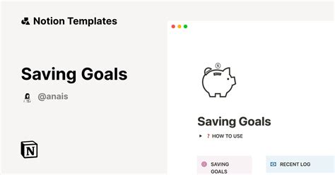 Saving Goals Template Notion Marketplace