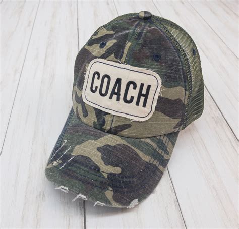 Coach Embroidered Raggy Patch Distressed Camo Camouflage Trucker Hat