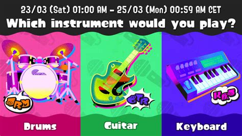 Splatoon 3 Drums Vs Guitar Vs Keyboard Splatfest Set For March 23rd