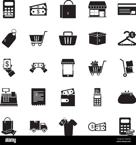 Box And Shopping Icon Set Over White Background Silhouette Style