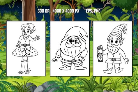 Cartoon Cute Gnomes for Coloring Pages