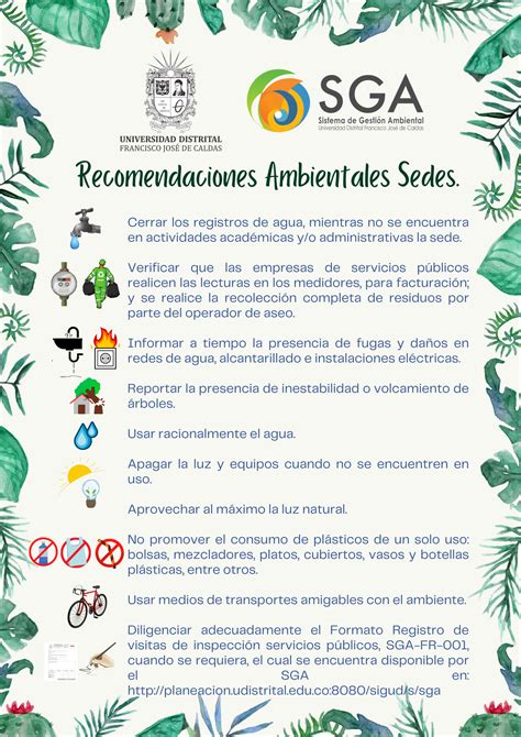 RECOMENDACIONES AMBIENTALES SGA UD Sistema de Gestión Ambiental