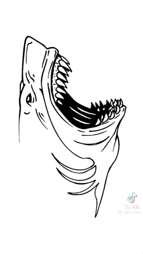 A Drawing Of A Fish With It S Mouth Open And Its Teeth Wide Open