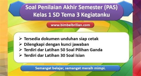 soal pas kelas  sd tema  kegiatanku  kunci jawaban bimbel brilian
