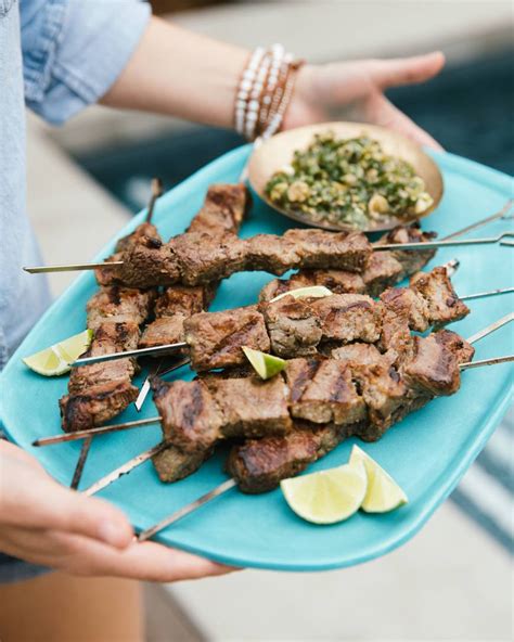 Grilled Steak Skewers With Scallion Sauce Whats Gaby Cooking