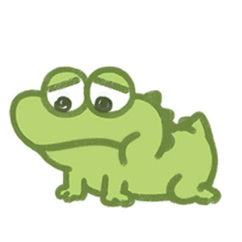 A Drawing Of A Green Frog With Eyes Wide Open Sitting On The Ground