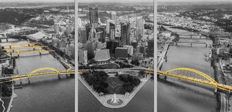 Aerial Black And Gold Pittsburgh Triptych Various Formats Etsy