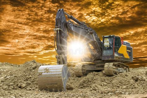 Excavator Digging On Construction Site Stock Image Image Of