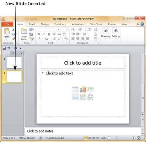 new slide Inserting a new slide in powerpoint 2007 for windows