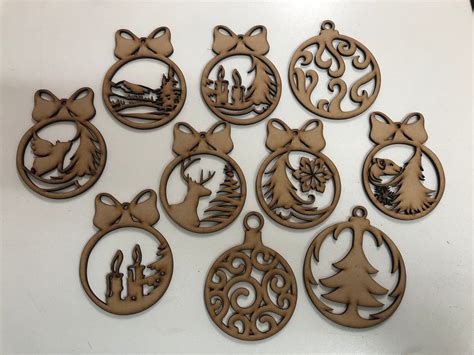 Xmas Ornaments Laser Cut Vector File Cdr Dxf Eps For Laser Etsy