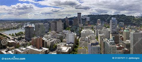 Portland Oregon Cityscape Aerial View Stock Image Image Of Bridge