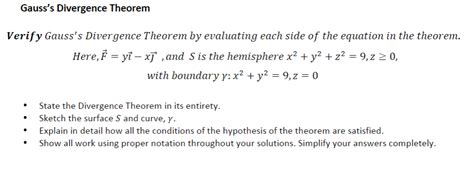 Solved Gauss S Divergence Theorem Verify Gauss S Divergence Chegg