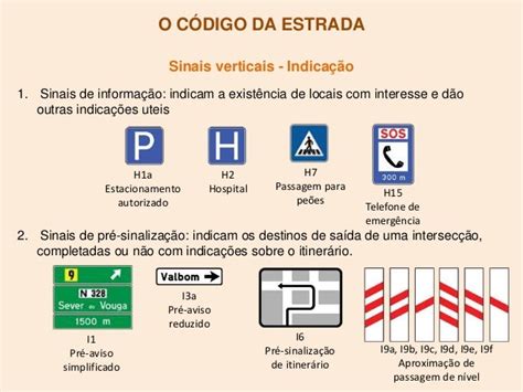 Código da estrada - sinais verticais - indicação