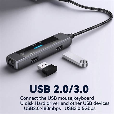 RéPartiteur de Hub USB C 5 EN 1 USB C Vers RJ45 Lan Ethernet Adaptateur