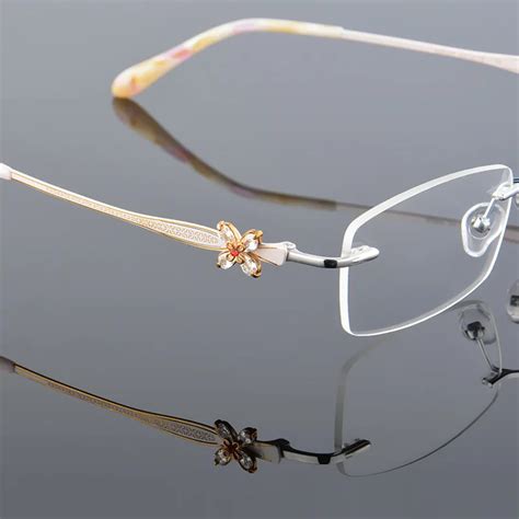 Pure Titanium Rimless Glasses For Women Myopia Optical Eyewear