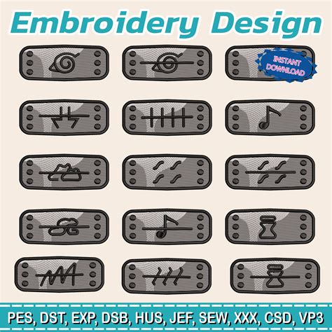 16 Embroidery Design of Naruto, NARUTO Sharingan Hitai