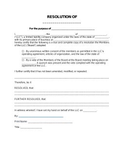 Free Board Resolution Form Pdf Word Eforms