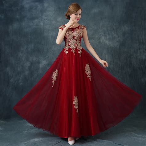 Robe De Soiree 2017 Long Red Lace Evening Dress Formal Party Prom