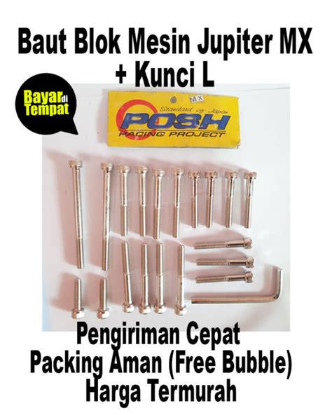 Baut Blok Mesin Jupiter Mx Free Kunci L Baut Chrome Block Cvt Mesin