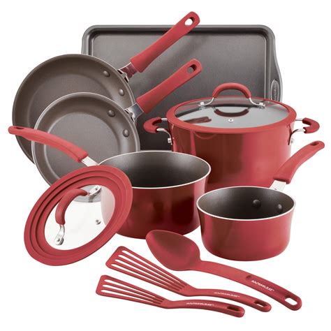 Rachael Ray Cook Create Aluminum Nonstick Cookware Set 11 Piece Red