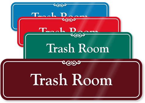 Recycling Room Signs Braille Engraved Trash Room Signs