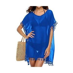 Baoxld Copricostume Donna Con Frange Poncho Pareo Bikini Cover Up