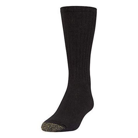 Gold Toe Mens Crew Socks Black 6 Pair Size 10 13 Cotton Blend Slightly Imperfect