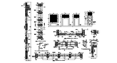 Sliding door sectional view with mechanism view dwg file - Cadbull