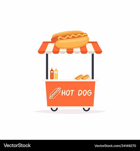 Hot dog stand cart street food cart Royalty Free Vector