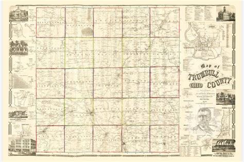 Trumbull County Ohio Map 1856 Old Map of Trumbull County Ohio Art ...