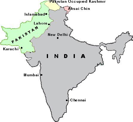 Map of India Pakistan, India Pakistan Map, LOC of Pakistan India, line ...