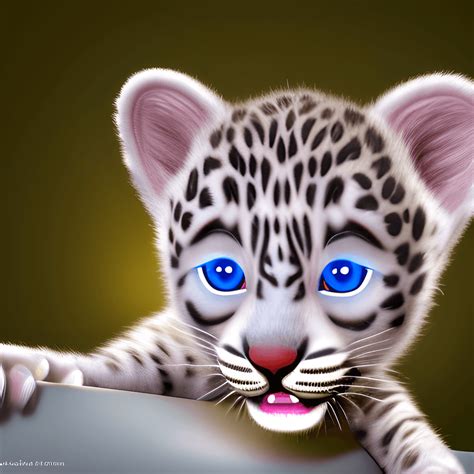 Adorable White Leopard Cub Graphic · Creative Fabrica