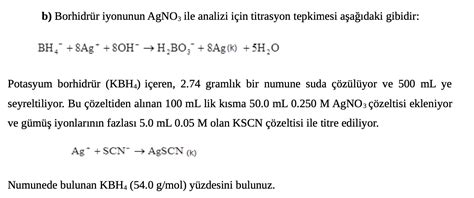 B ﻿borhidrür Iyonunun Agno3 ﻿ile Analizi Için