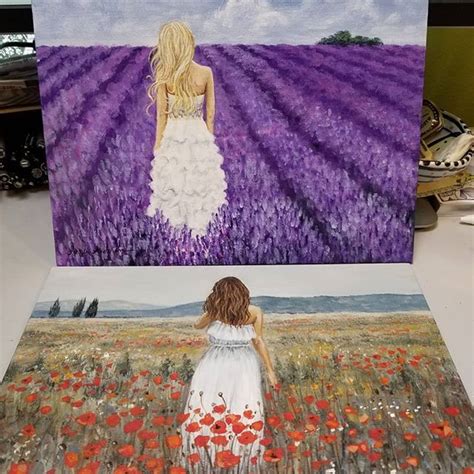 Free Acrylic Painting Tutorials By Angela Anderson On Youtube Woman In Lavender Field And Wom