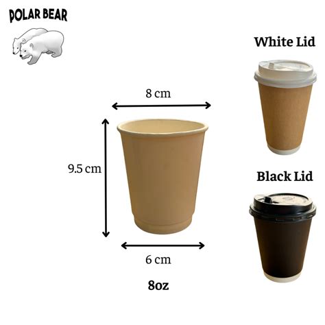 25pcs Double Wall Coffee Paper Cup 8oz 12oz 16oz Kraft White